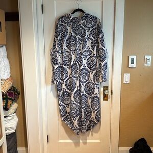 Maeve Blue and White Long Sleeve Dress